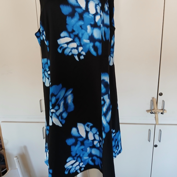 Calvin Klein Black Dress with Blue Floral Design - Picture 1 of 8
